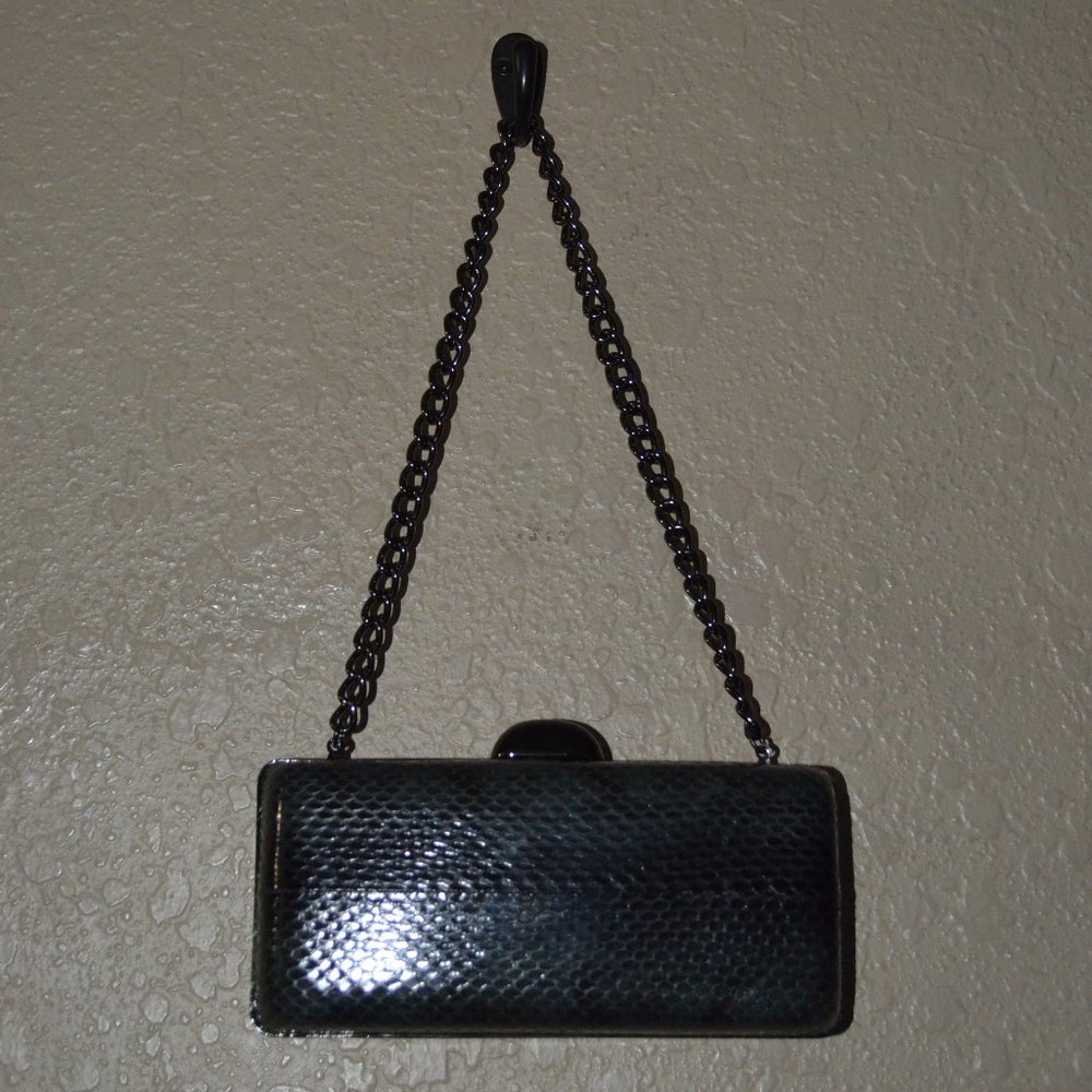 Inge Christopher Yelena Dark Gray Reptile Print Leather Shoulder Handbag